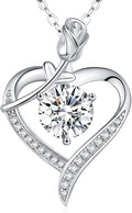 Rose Heart Pendant Necklace for Wife Moissanite Lab-Created Gem Jewelry for Women I Love You Wedding Anniversary Birthday Christmas Valentines Engagements Mothers Day for Her Girlfriend Mom Daughter