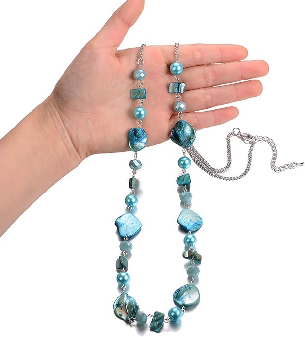 PEARL&CLUB Long Beaded Necklaces For Women - Sweater Chain Fashion Jewelry Necklace Gifts For Women