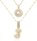 Letter Necklace 14k Gold Plated Bling Dainty Necklaces Trendy Chunky Custom Name Necklace Personalized Round Circle Pendant Zirconia Letters Name Crystal Jewelry Gifts for Women