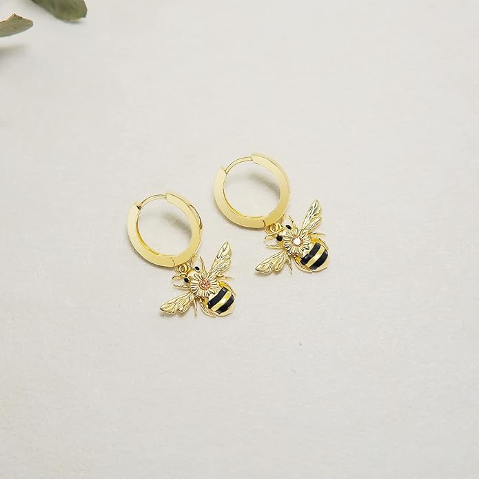 PELOVNY Animal Dangle Earrings Sterling Silver Hypoallergenic Moss Agate Crystal Moonstone Earrings Bee Butterfly Dolphin Peacock Phoenix Jewelry Birthday Christmas Gifts for Women