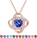 Iefil Valentines Gifts for Her Wife - 925 Sterling Silver Love Knot Birthstone Necklace, Anniversary Birthday Gifts for Women, Jewelry Gifts for Wife Mom Girlfriend