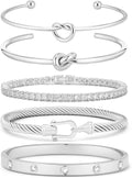 18 K Gold Plated Love Bangle Bracelet Stack Cuff Jewelry for Women Jewelry Set for Women Gift with Box