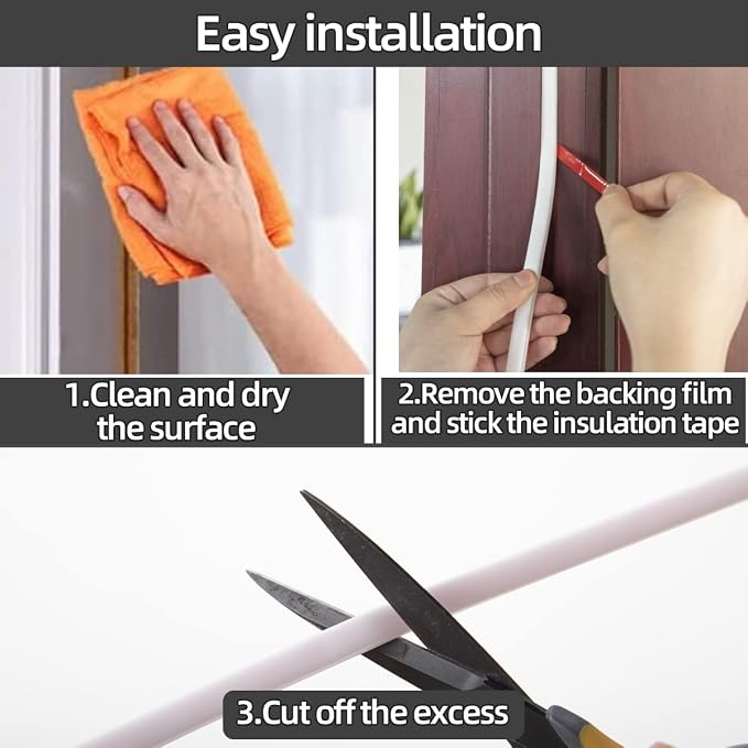 ESUFEIR 26Feet Door Weather Stripping Door Seal Strip, Self-Adhesive Rubber - Image 5