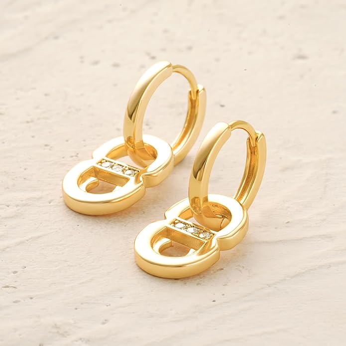 MYEARS Women Earrings Gold Huggie Hoop Dangle Drop 14K Gold Plated Small Simple Hypoallergenic Everyday Jewelry