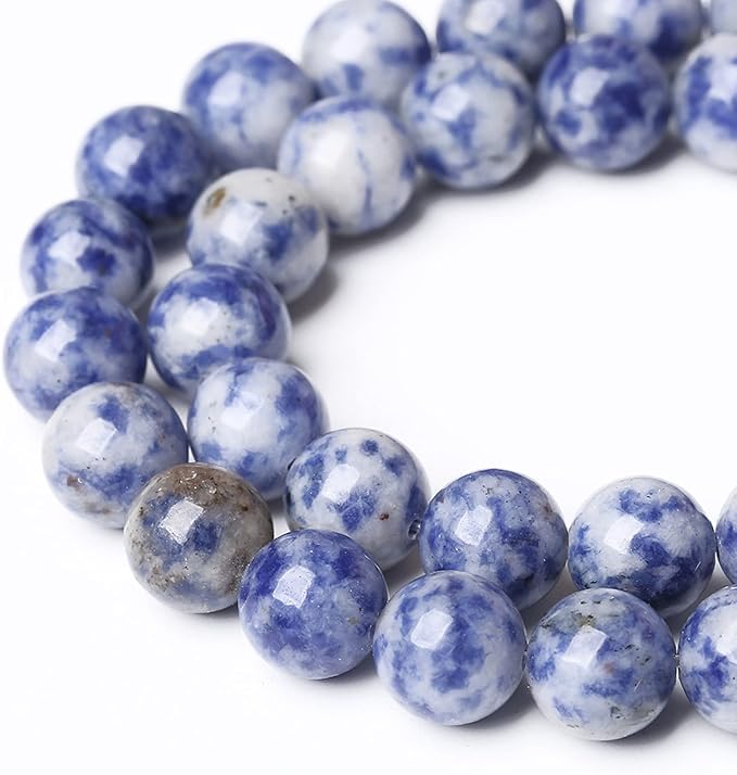 90PCS 4mm Natural Sodalite Beads Round Loose Stone Beads for Jewelry Making DIY Energy Stone Healing Power Bracelet 15" (Blue Sodalite Jaspers Stone, 4mm)