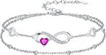 Dorunmo Infinity Heart Anklet Bracelet for Women 925 Sterling Silver Adjustable Infinity Birthstone Bracelet Friendship Jewelry Gifts for Women Birthday Christmas