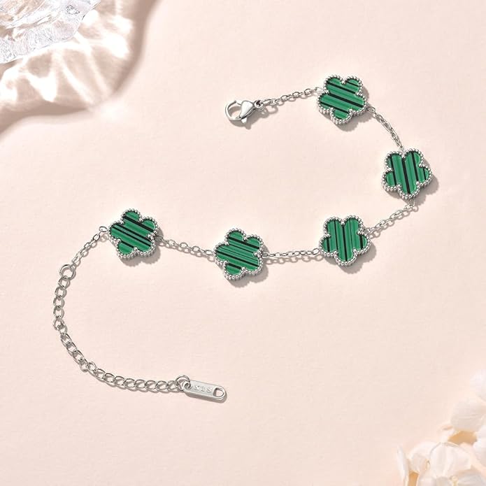 18K Gold-Plated Four Leaf Clover Bracelet for Women,Adjustable lucky Bracelet Set Jewelry Gift-Hypoallergenic Charm for Birthdays, Wellness & Daily Wear