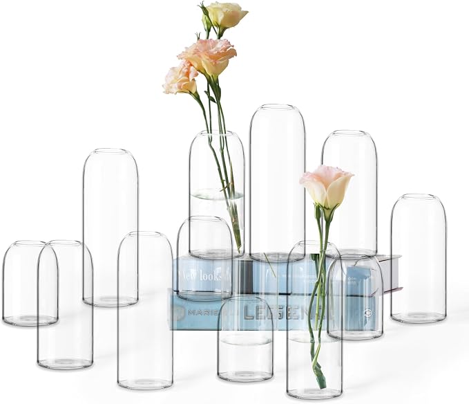 Etolies Glass Bud Vases in Bulk Set of 12, Modern Cylinder Glass Vase - Image 9