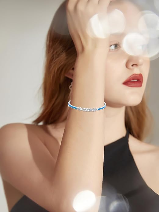 WINNICACA Bracelet for Women Opal Bracelet 925 Sterling Silver Opal Cuff Bangle Bracelets Inspirational Fine Jewelry Gifts for Women Her Wife Mom Daughter Anniversary Birthday Gifts Ideas