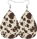 Cow Print Fashion Faux Leather Earrings Retro Cow Animals Skin Fur Bull Spot Wedding Teardrop Earrings Jewelry For Women Friends Bridal