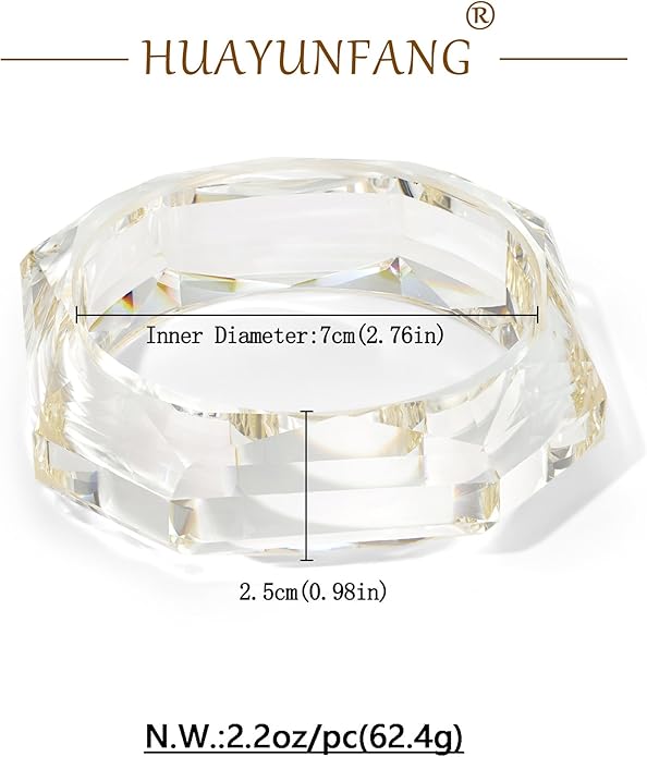 Trendy Acrylic Resin Bangle Bracelet for Women Chunky Transparent Acetate Mottled Plate Bangle Bracelet Statement Jewelry
