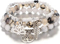 UEUC Tree of Life Yoga Healing Stone Bracelets,Multilayer Lotus Chakra Stone Reiki Bracelet Sets,Anxiety Crystal Natural Stone,for Women Stress Relief
