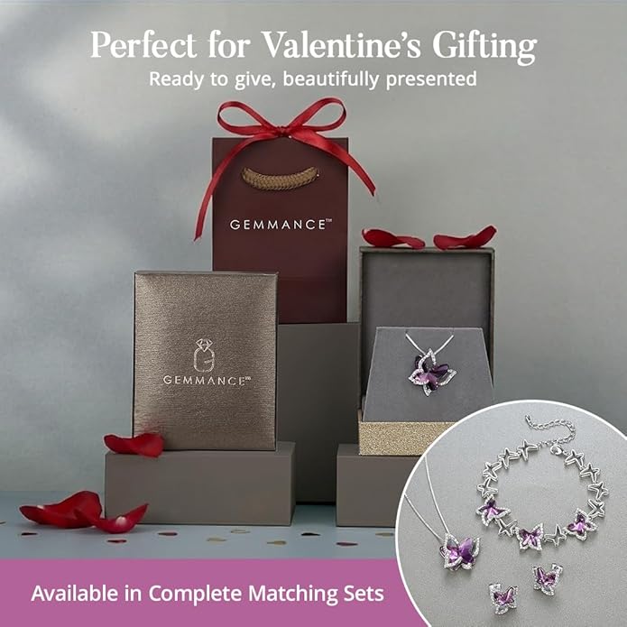 Valentine's Day Gift Butterfly Birthstone Crystal Necklace, Silver Tone with 18”+2” Chain, Necklace for Mother’s Day Anniversary Birthday Gifts for Women and Daughter