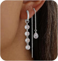 Dangle Earrings For Women Trendy 14K Gold Plated Drop Silver Long Dangling Dainty CZ Simple Hanging Jewelry