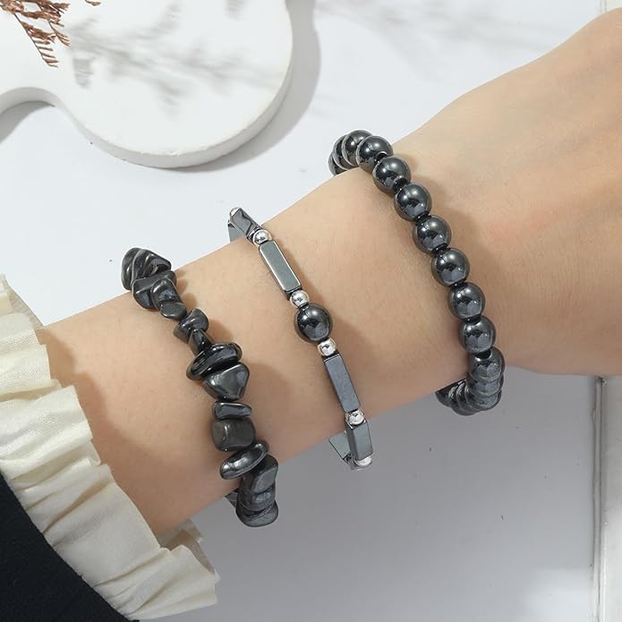 3Pcs Natural Stone Bracelets for Women 8mm Crystal Beaded Bracelets Handmade Stretch Bracelet Healing Crystal Jewelry for Women