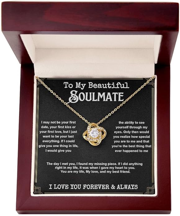 To My Beautiful Soulmate Necklace For Women, Necklace For Wife From Husband, Girlfriend Necklace From Boyfriend, Wife Birthday Gifts From Husband, Gifts Boxes For Women, Soulmate Necklace For Her