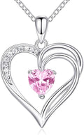 925 Sterling Silver Heart Necklace for Women Birthstone Necklace Silver Jewelry for Womens Jewelry Gifts for Women Her Mom