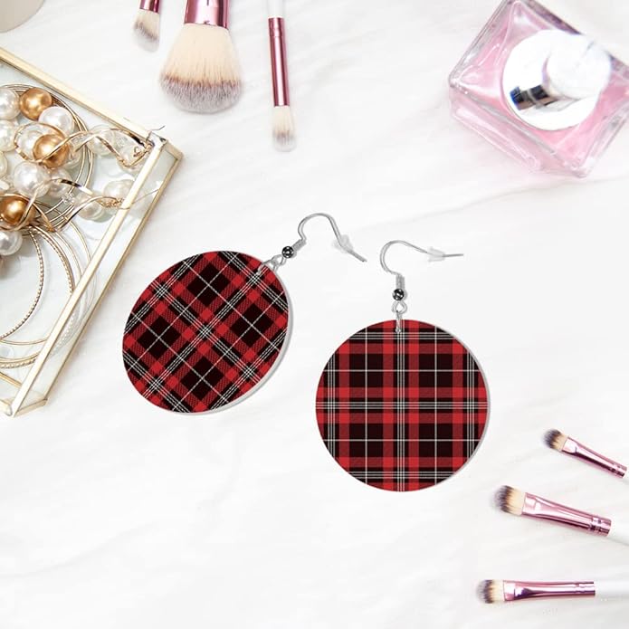 Swono Dinosaurs Round Faux Leather Earrings for Women Adorable Funny Cartoon Dragon Animal Tree Funny Lightweight Double-Side Printed Drop Dangle Earring for Birthday Party Gift