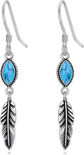 Feather Earrings for Women 925 Sterling Silver Western Boho Drop Dangle Earrings Vintage Feather Jewelry Gifts