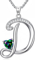 Valentines Day Gifts for Women Alphabet A to Z Initial Birthstone Pendant Necklaces for Women - 18k White Gold Plated Personalized Name Jewelry Valentine Mothers Day Birthday Gifts for Women Her Girlfriend