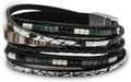 Fesciory Leather Wrap Bracelets for Women, Boho Leopard Multi-Layer Crystal Beads Cuff Bracelet Jewelry