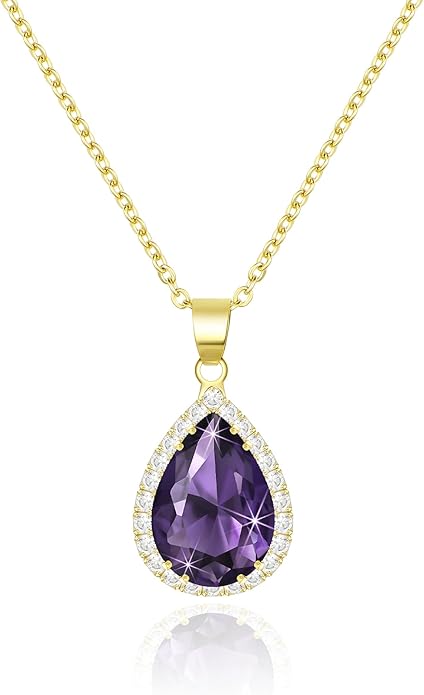 Linawe Crystal Chain Necklace for Women Trendy, Imitation Diamond Pendant, Statement Cubic Zirconia Boho Jewelry Set, 14K Gold/Rose Gold/Silver Birthstone Necklace