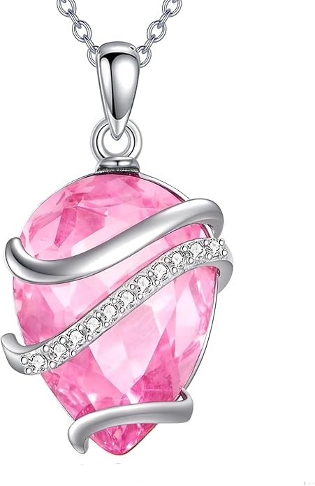 Birthstone Necklace for Women Sterling Silver Teardrop Pendant Necklace Birthday Jewelry Gift for Women