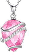 Birthstone Necklace for Women Sterling Silver Teardrop Pendant Necklace Birthday Jewelry Gift for Women