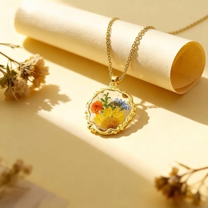 Birth Flower Necklace,1-12 Birth Month Flower Handmade Pendant Necklaces for Women Personalized Custom Floral Jewelry,Boho jewelry,Birthday Gift for Women Girls Best Friend