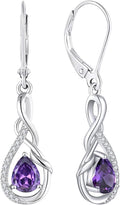 Starchenie Infinity Dangle Drop Earrings Sterling Silver Leverback Earrings Gemstones Twisted Jewelry