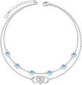 S925 Sterling Silver Ankle Bracelets Anchor/infinity/Starfish Anklet for Women Blue Opal Moonstone Anklet Foot Chain Beach Anklets Jewelry