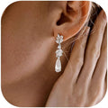 Dangle Drop Earrings for Women Wedding Bridal Rhinestone Long Cubic Zircon Dangling Crystal Chandelier Sparkly 14K Gold Plated Dainty Trendy Jewelry
