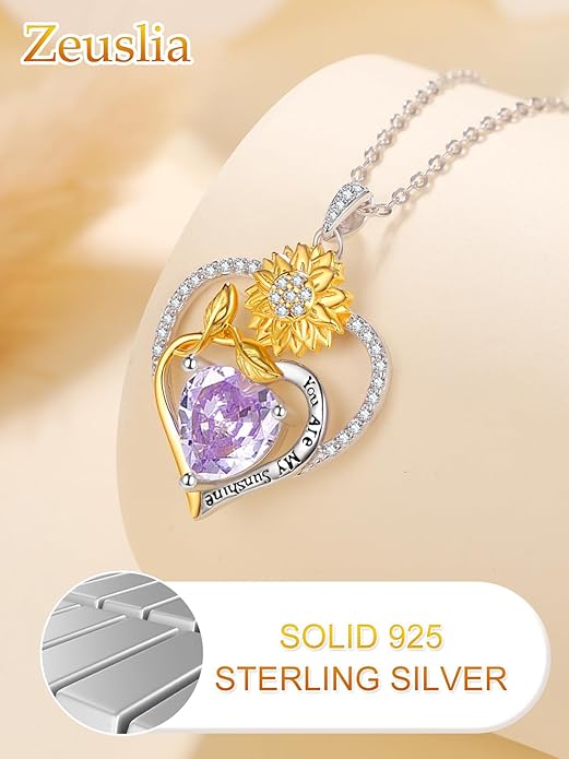 Valentine's Day Gifts for Wife 925 Sterling Silver Double Birthstone Pendant Necklaces I Love You for Always and Forever Necklace Anniversary Birthday Gifts for Wife Girlfriend Mom Her