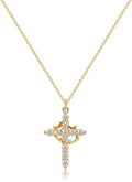 Tewiky Christian Gift Stocking Stuffers Cross Necklace for women-Dainty 14k Gold Plated/Silver Plated Pendant Necklaces Simple Cute Tiny Necklace Jewelry for Women