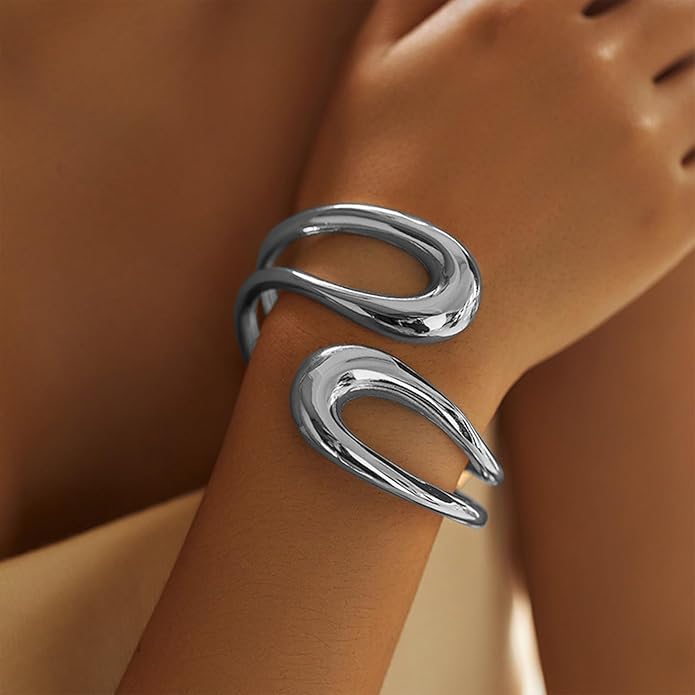 Otxas Chunky Bracelet for Women Irregular Cuff Bracelets for Women Trendy Statement Bangle Bracelet Jewelry Gifts