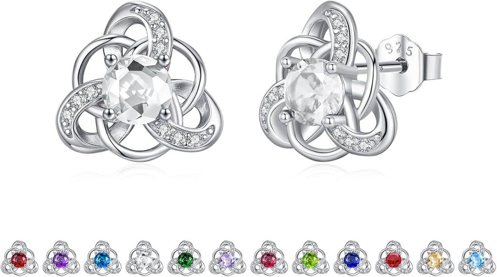 MEDWISE 925 Sterling Silver Birthstone Stud Earrings for Women Birthday Jewelry Gifts for Daughter Mother Women Valentines Day Gifts for Her