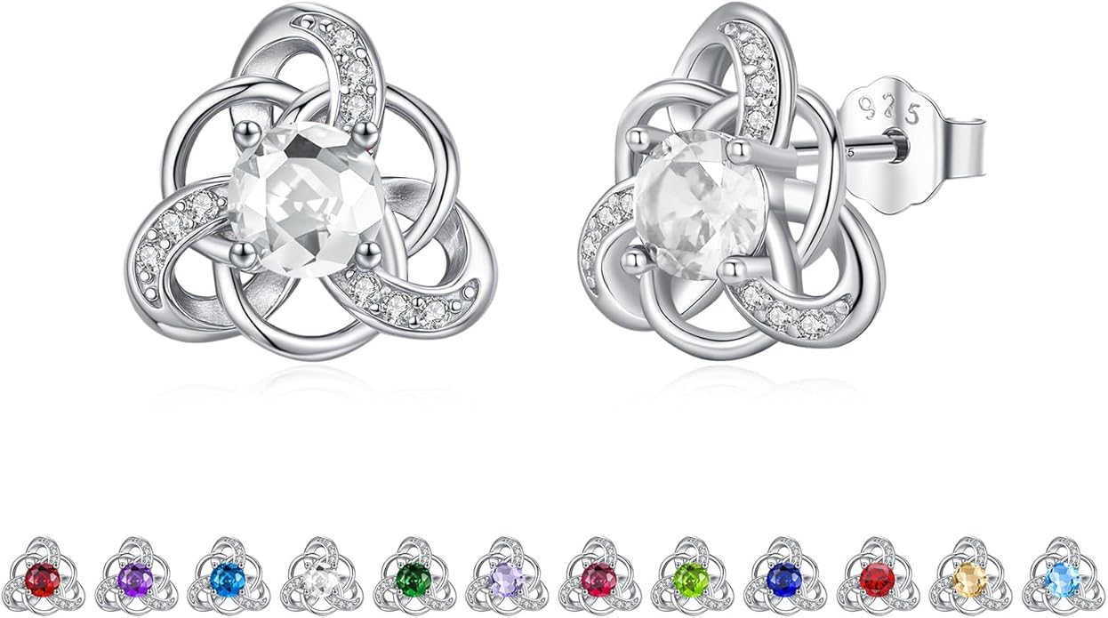 MEDWISE 925 Sterling Silver Birthstone Stud Earrings for Women Birthday Jewelry Gifts for Daughter Mother Women Valentines Day Gifts for Her