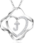 RIVIKO Valentines Day Gifts for Her-Love Knot Initial Necklace,925 Sterling Silver Letter Pendant Necklaces,Personalized Alphabet Jewelry Christmas Birthday Gifts for Women Wife Mom Friend