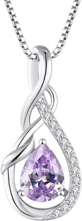STARCHENIE Infinity Teardrop Pendant Necklace for Women 925 Sterling Silver Birthstone Jewelry