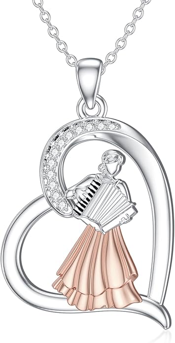 Violinist Necklace Sterling Silver Music Crystal Jewelry Saxophone Cello Violin Piano Flute Music Note Necklace Music Gifts for Women Girl Daughter