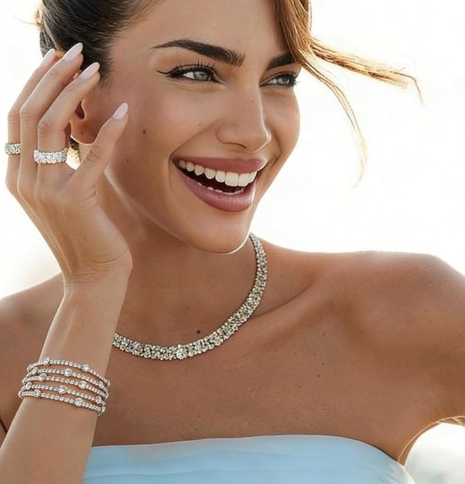 Suyi Rhinestone Bracelet Multilayer Gold Cuff Bracelet for Women Crystal Braidal Bracelets
