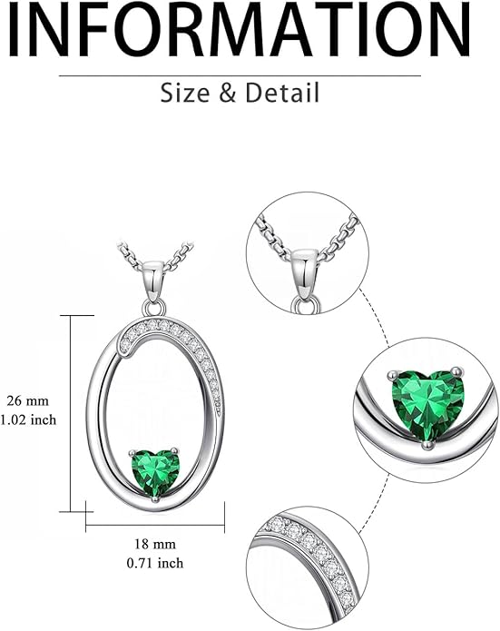 Valentines Day Gifts for Women Alphabet A to Z Initial Birthstone Pendant Necklaces for Women - 18k White Gold Plated Personalized Name Jewelry Valentine Mothers Day Birthday Gifts for Women Her Girlfriend
