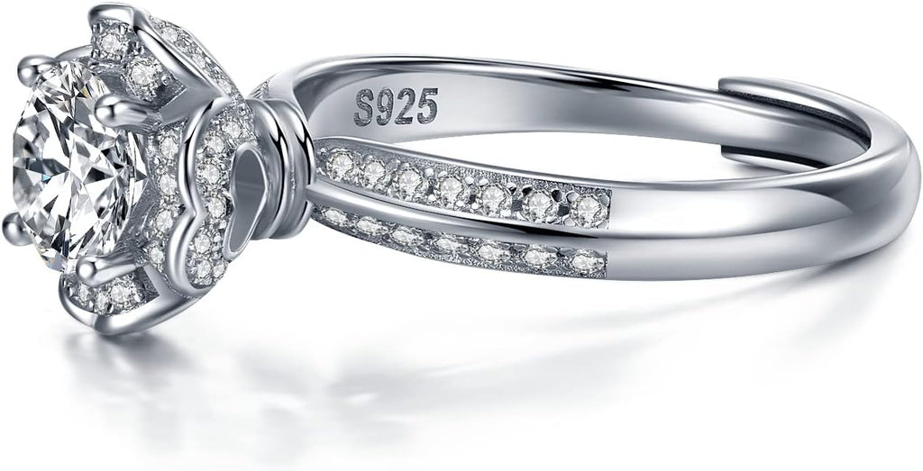Atylyk Moissanite Engagement Ring Solitaire Sterling Silver Promise Rings for Women Lady