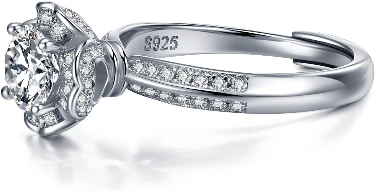 Atylyk Moissanite Engagement Ring Solitaire Sterling Silver Promise Rings for Women Lady