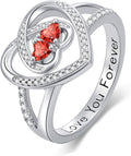 Valentine's Day Gifts for Women Birthstone Rings for Women Heart Statemet Engagement Eternity Wedding Promise Rings Jewelry Anniversary Christmas Valentine Mothers Day Birthday Gifts for Wife Her Girlfriend