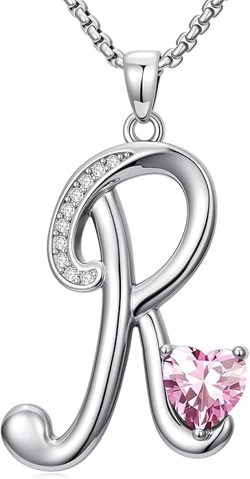 Valentines Day Gifts for Women Alphabet A to Z Initial Birthstone Pendant Necklaces for Women - 18k White Gold Plated Personalized Name Jewelry Valentine Mothers Day Birthday Gifts for Women Her Girlfriend