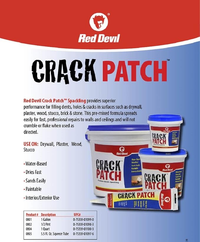 Red Devil 0802 Crack Patch Premium Acrylic Spackling, 1/2 Pint - Image 3