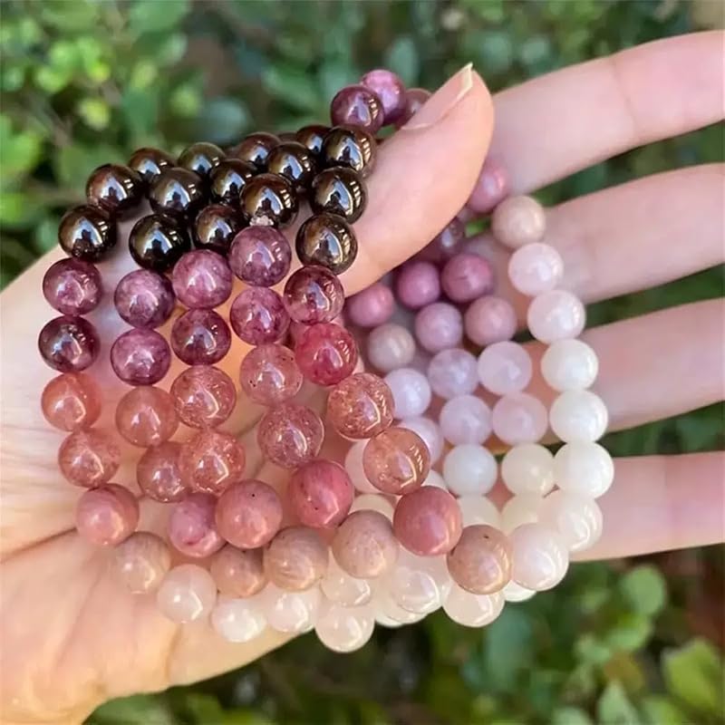 Valentines Day Gift Love Energy Crystal Bracelet for Women – Garnet, Quartz, Rose Quartz, Rhodonite & Moonstone | Gifts for Easter Basket, Birthday, Mothers Day Healing Gemstone Bracelet Gift for Her