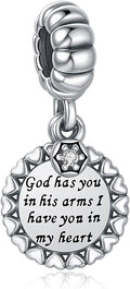 925 Sterling Silver Charms Fit Pandora Charms Bracelet God Has You In His Arms I Have You In My Heart Fit Wife Daughter Mother's Day Christmas Birthday Gift