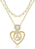 Heart Letter Necklaces for Women 14K Gold Plated Cubic Zirconia Heart Initial Layered Necklace Infinity Pendant Necklace Letter Initial Jewelry for Women